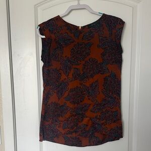 The Limited Rust and Navy Floral Blouse